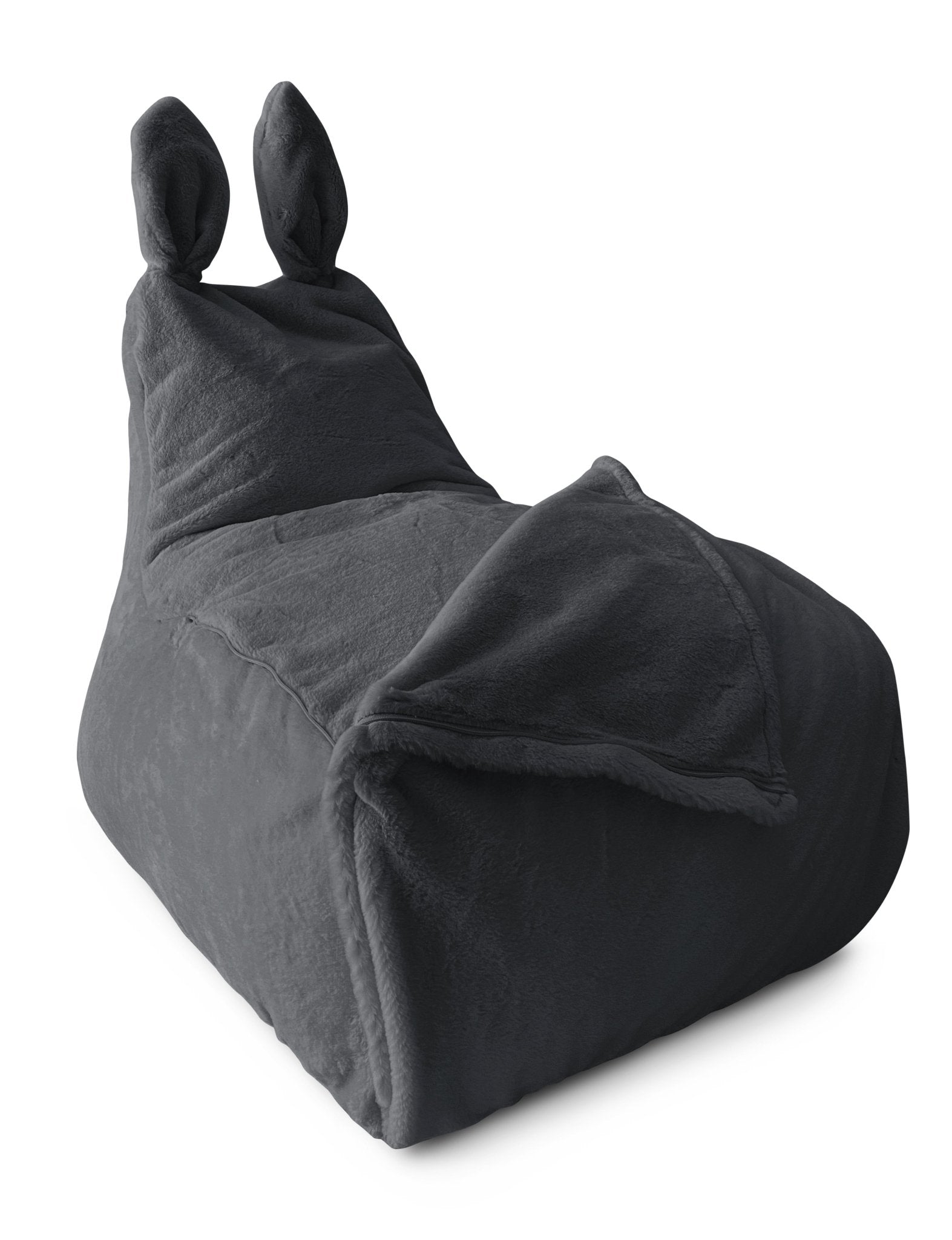 BUNNY L Bean Bag, Fur, Dark Grey - Scandinavian Stories by Marton