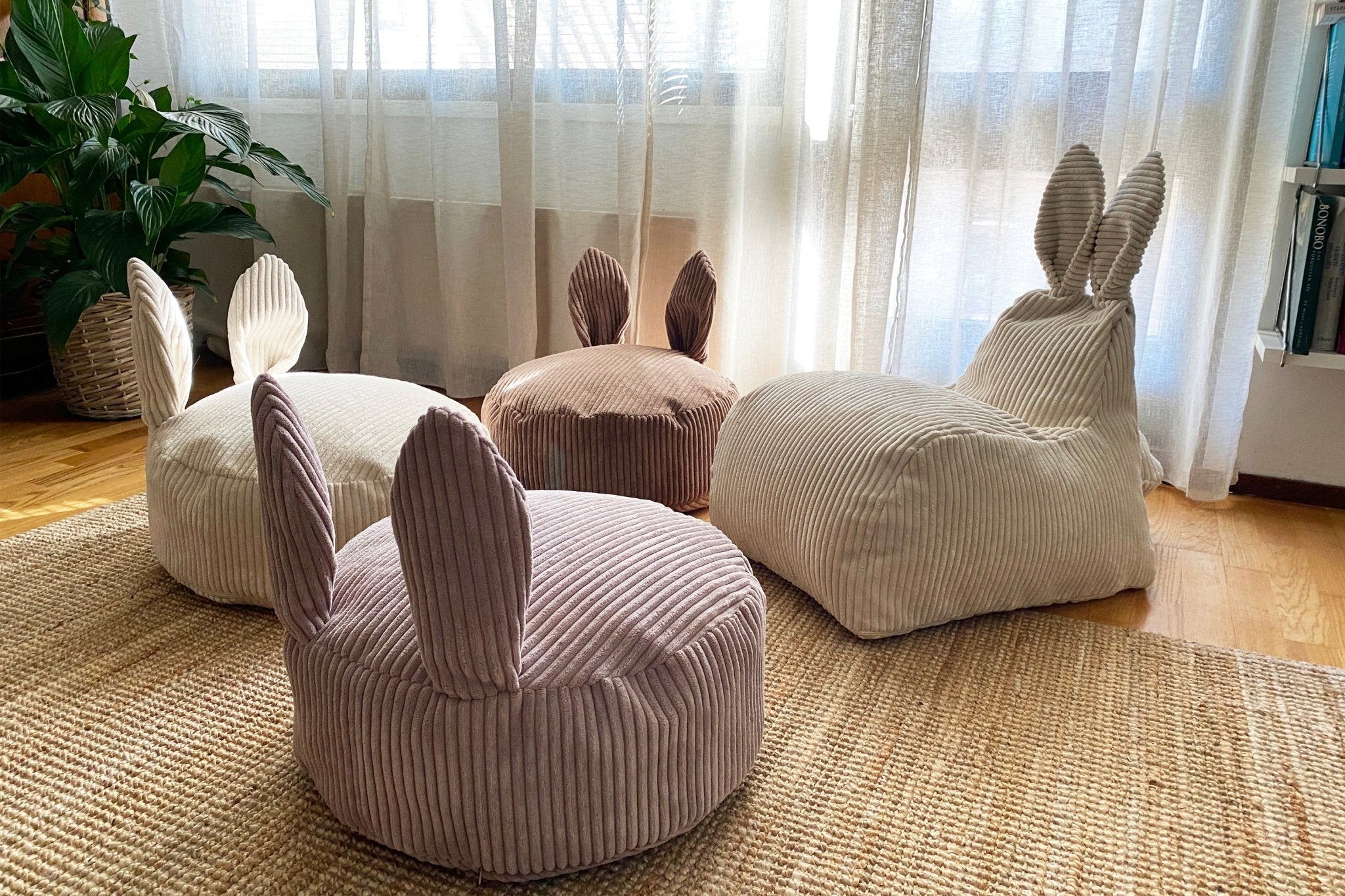 BUNNY Pouf Bean Bag, Corduroy, Cream - Scandinavian Stories by Marton