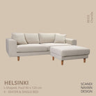 HELSINKI L - shaped sofa/single bed, Chenille, Beige removable & washable - Scandinavian Stories by Marton