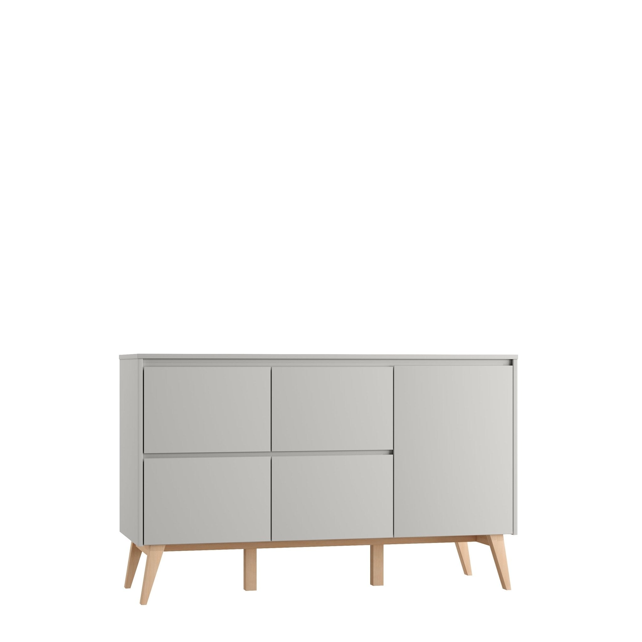 Saga 4-chest of drawer + 1 door Grey color - Scandinavian Stories by Marton