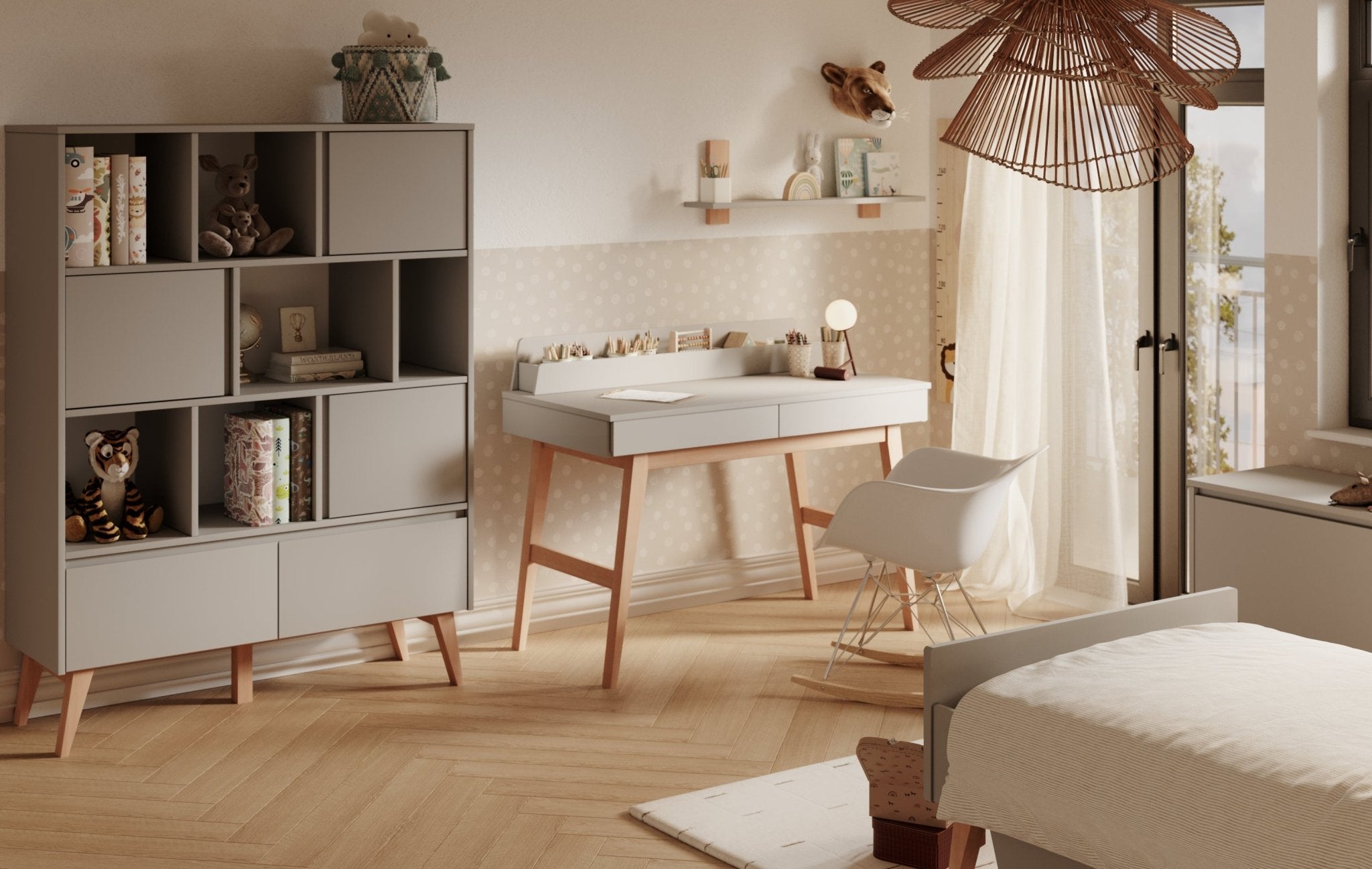 Saga high desk + 2 drawer, White color - Scandinavian Stories by Marton