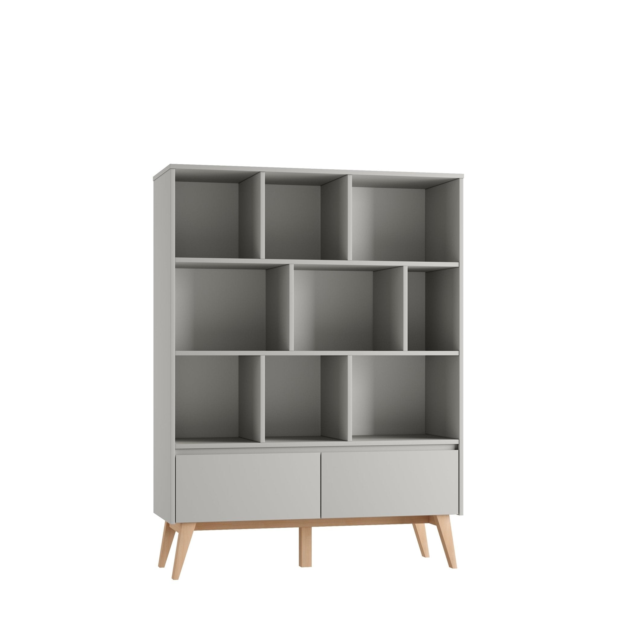 Saga Wide bookcase + 2 drawer Grey color - Scandinavian Stories by Marton