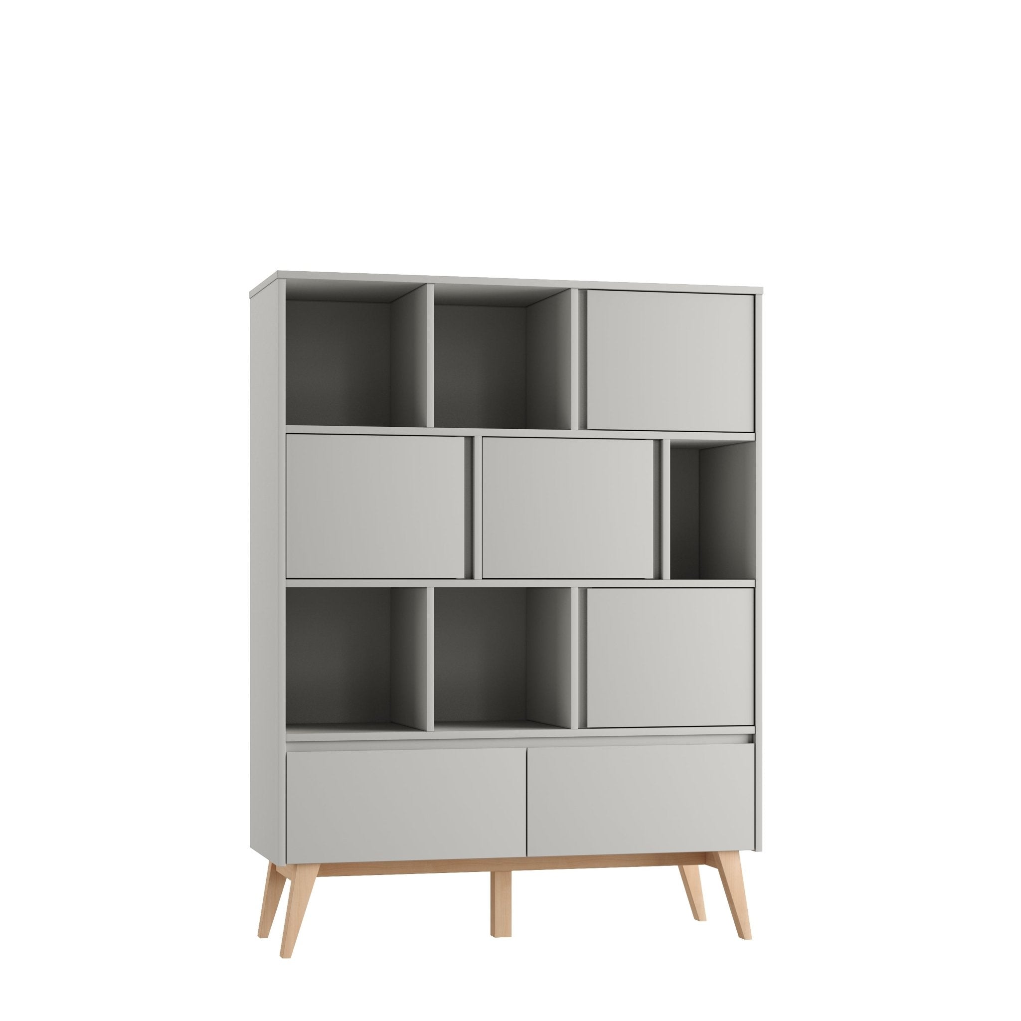 Saga Wide bookcase + 2 drawer Grey color - Scandinavian Stories by Marton