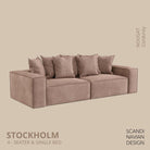 STOCKHOLM 4 - seater sofa/single bed Corduroy Nougat removable & washable cover - Scandinavian Stories by Marton