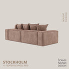 STOCKHOLM 4 - seater sofa/single bed Corduroy Nougat removable & washable cover - Scandinavian Stories by Marton