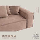 STOCKHOLM 4 - seater sofa/single bed Corduroy Nougat removable & washable cover - Scandinavian Stories by Marton