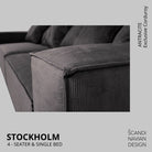 STOCKHOLM 4 - seater sofa/single bed Exclusive Corduroy, Antracite removable & washable cover - Scandinavian Stories by Marton