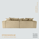 STOCKHOLM 4 - seater sofa/single bed Exclusive Corduroy, Dark Beige removable & washable covers - Scandinavian Stories by Marton