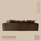 STOCKHOLM 4 - seater sofa/single bed Exclusive Corduroy Dark Chocolate removable & washable cover - Scandinavian Stories by Marton