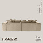 STOCKHOLM 4 - seater sofa/single bed Exclusive Corduroy Dusty Beige removable & washable cover - Scandinavian Stories by Marton