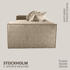 STOCKHOLM 4 - seater sofa/single bed Exclusive Corduroy Dusty Beige removable & washable cover - Scandinavian Stories by Marton