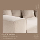 STOCKHOLM L - Shaped sofa/single bed Chenille Beige removable & washable cover - Scandinavian Stories by Marton