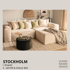 STOCKHOLM L - Shaped sofa/single bed Corduroy Cream removable & washable cover - Scandinavian Stories by Marton