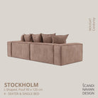 STOCKHOLM L - Shaped sofa/single bed Corduroy Nougat removable & washable cover - Scandinavian Stories by Marton