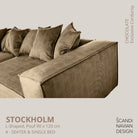 STOCKHOLM L - Shaped sofa/single bed Exclusive Corduroy Chocolate removable & washable cover - Scandinavian Stories by Marton