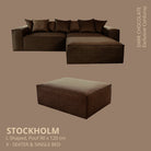 STOCKHOLM L - Shaped sofa/single bed Exclusive Corduroy Dark Chocolate removable & washable cover - Scandinavian Stories by Marton