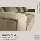 STOCKHOLM L - Shaped sofa/single bed Exclusive Corduroy Dusty Beige removable & washable cover - Scandinavian Stories by Marton