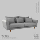 TURKU 4 - seater sofa/single bed Exclusive Corduroy, Concrete Grey removable & washable covers - Scandinavian Stories by Marton