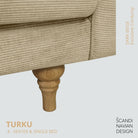 TURKU 4 - seater sofa/single bed Exclusive Corduroy, Dark Beige removable & washable covers - Scandinavian Stories by Marton