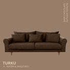 TURKU 4 - seater sofa/single bed Exclusive Corduroy, Dark Chocolate removable & washable covers - Scandinavian Stories by Marton