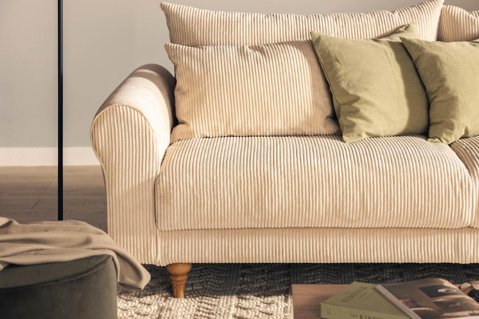 TURKU 4 - seater sofa/single bed Exclusive Corduroy, Dusty Beige removable & washable covers - Scandinavian Stories by Marton